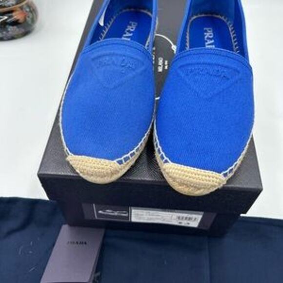 Women's Prada triangle logo canvas espadrille size 7, made in Italy - Picture 8 of 15
